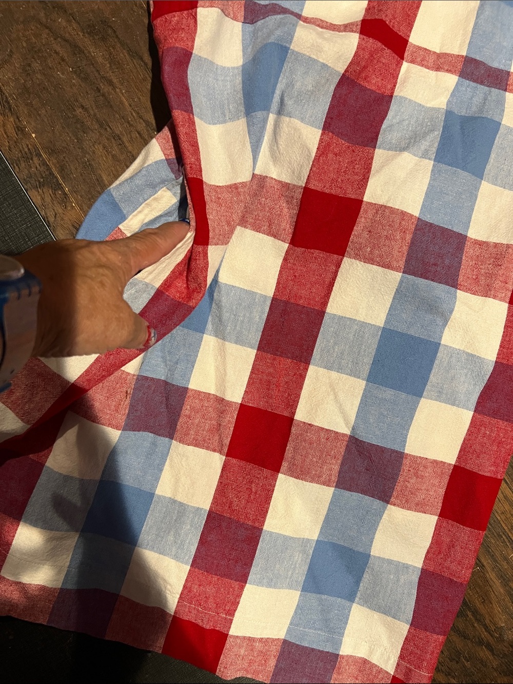 a new day call out dress spot on front Red, Blue & White Plaid Midi Dress - Picture 2 of 4